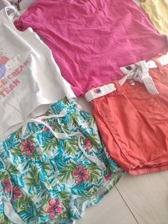 Lot 4 tenues été fille 18 mois + un maillot de bain shorts t shirts - photo numéro 9