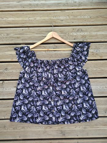 Top épaules dénudées femme – Taille XL – Très Bon État – Motif tropical