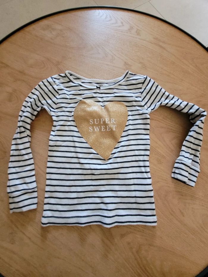 Tee-shirt manches longues cœur doré