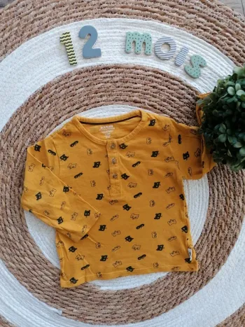 Tee-shirt manches longues à motifs - Kiabi - 12 mois