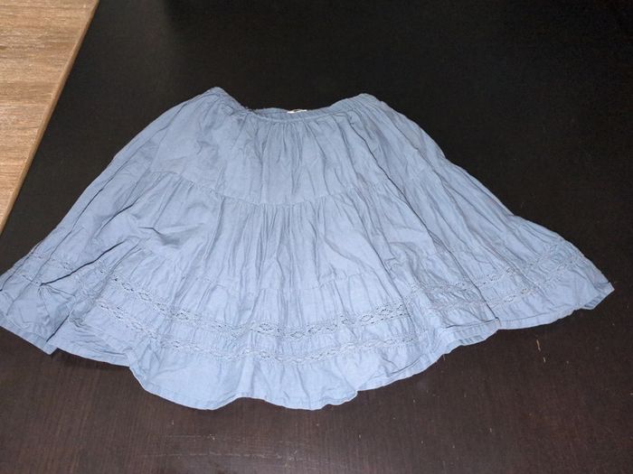 Jupe longue bohème dentelle bleu 4 ans tao