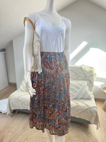 Jupe mi-longue à fleurs TU