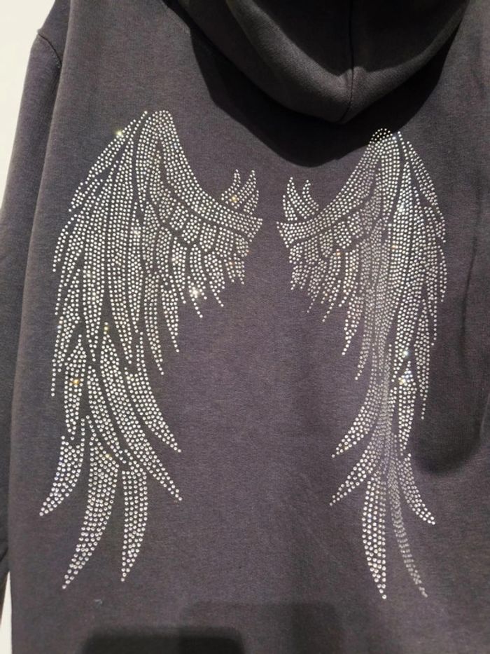 Strass - Sweat Capuche Noir Dark Angel - photo numéro 2