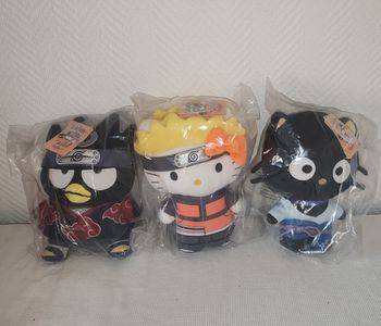 Peluches de l'univers Naruto & Hello Kitty en 20cm.