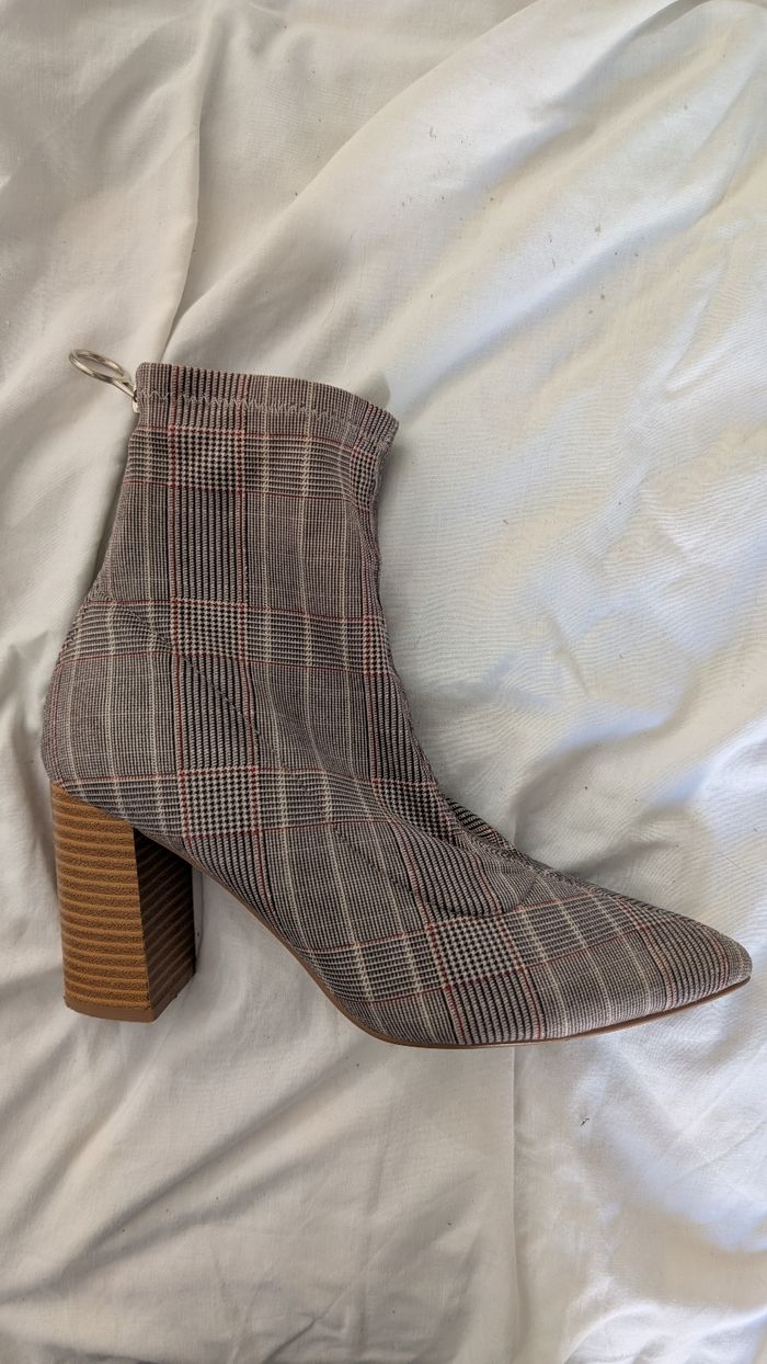 Bottines à talons motif prince de galles - photo numéro 2