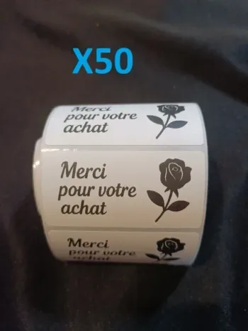 Lot de 50 étiquettes adhésives “Merci pour votre achat” avec motif rose
