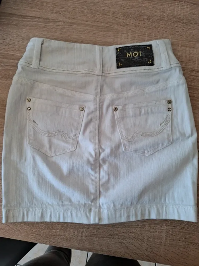 Jupe en jean blanche Morgan taille 34 - photo numéro 2