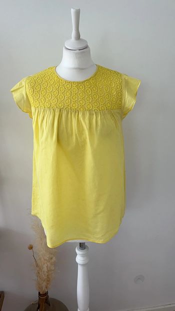 Blouse jaune à dentelle zara XS