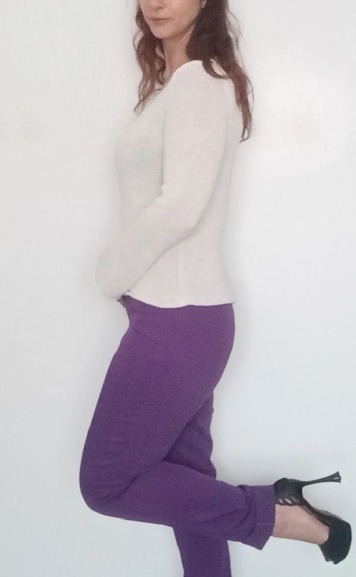 Pull crochet crème col V Camaïeu taille 38 - photo numéro 4