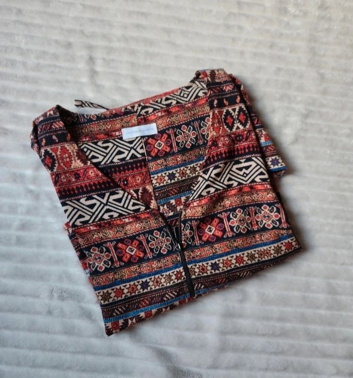 Tunique multicolore – Lien à la taille – Manches 3/4 – Taille M – Cache Cache - photo numéro 7