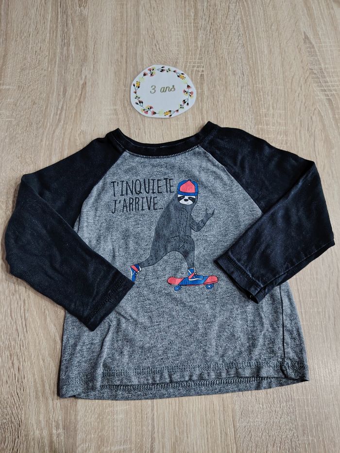 Lot de 3 t-shirts manches longues garçon 3ans tao,in extenso,nerf - photo numéro 2
