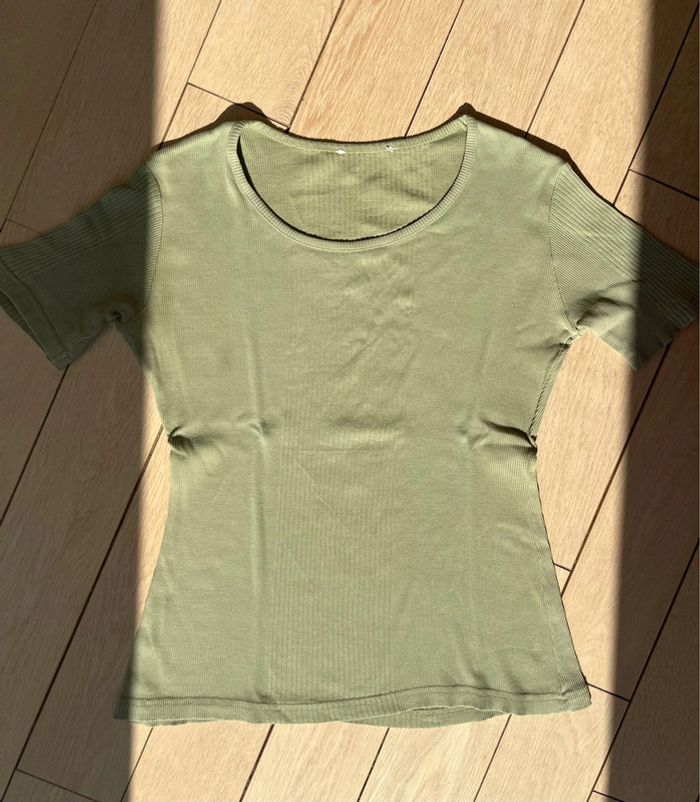 Tee shirt basique vert coton - photo numéro 5