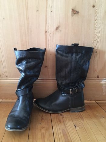 Bottes bottines simili cuir noir ajouré La Redoute