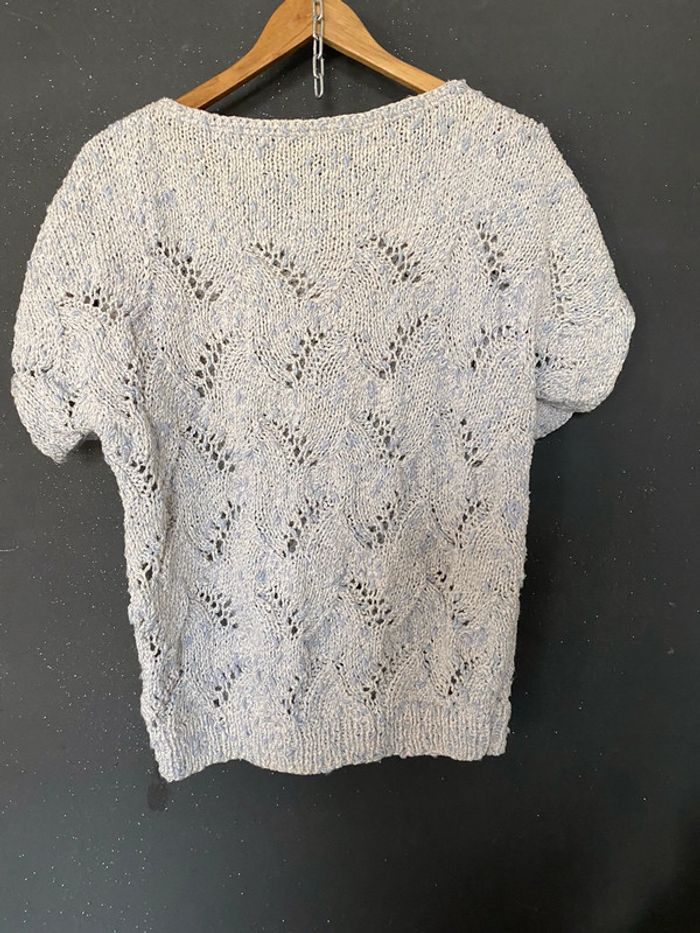 Pull en coton motifs ajourés fait main 1984 - photo numéro 7