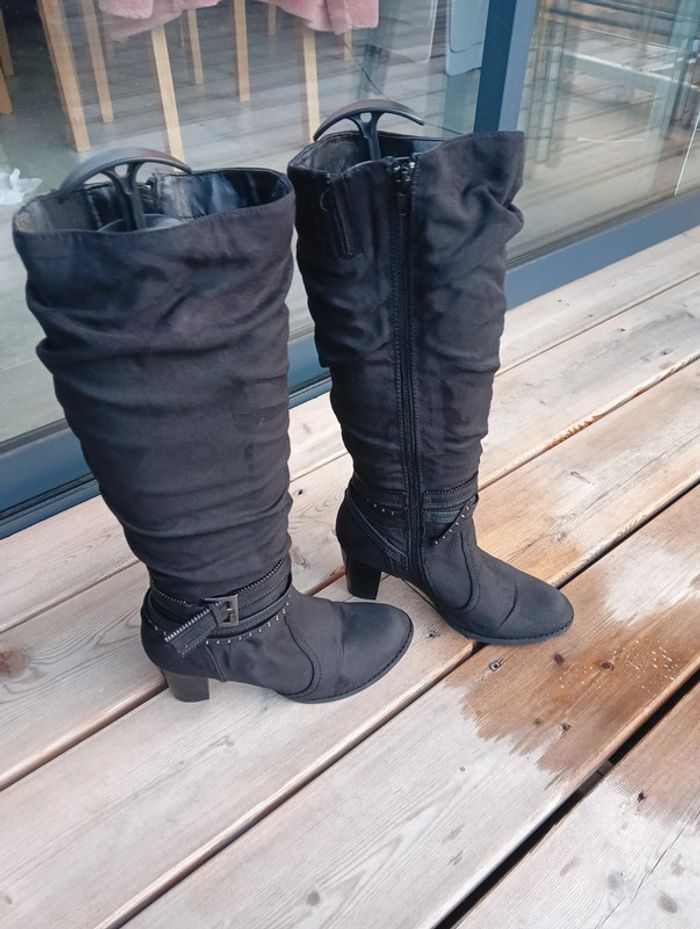 Bottes hautes noires daim - photo numéro 2