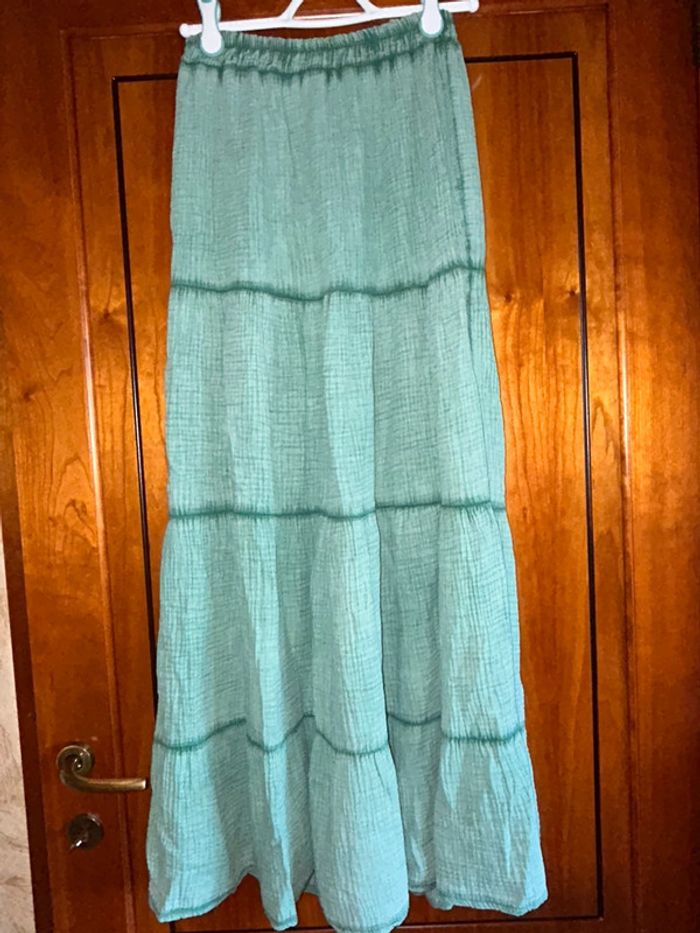 Jupe gaze de coton verte Farfalla taille unique