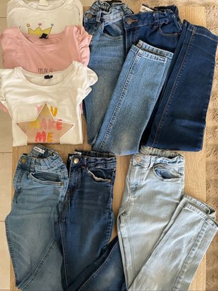 Lot vêtements fille 10 ans jeans pantalon et haut manche longue