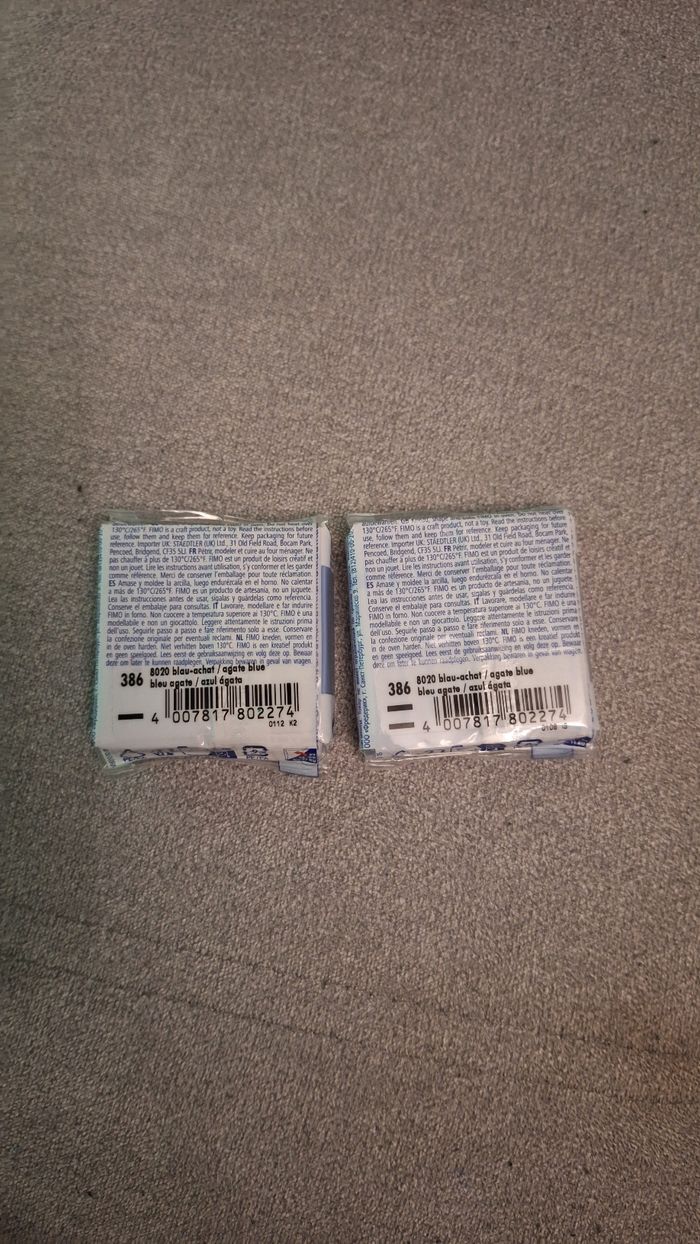 Lot de 2 pâtes fimo effect pierre précieuse bleu agate - photo numéro 3
