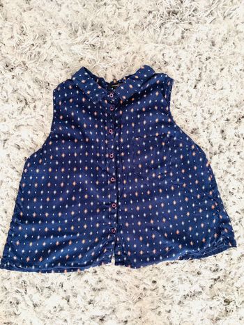 Chemise sans manche bleue foncée avec imprimés taille M Jennyfer