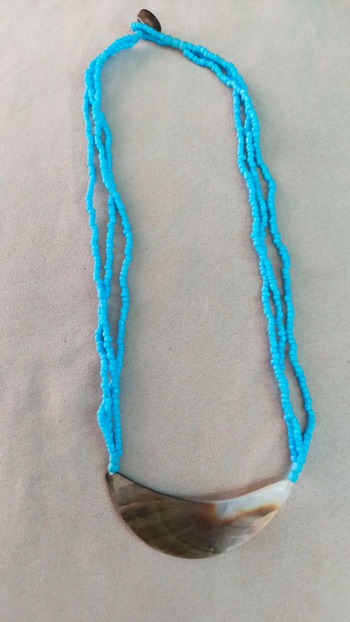 Collier en perles turquoises et nacre naturelle – Fait main - Idée Fête des Mères 💙 - photo numéro 6