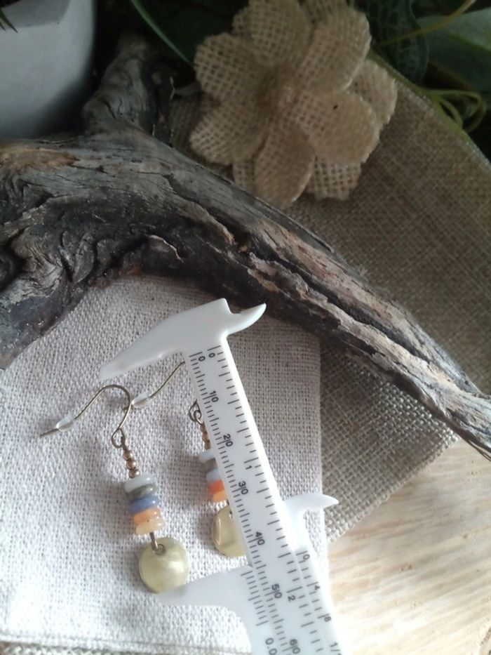 Boucles d'oreilles rétro vintages pierres naturelles - photo numéro 2