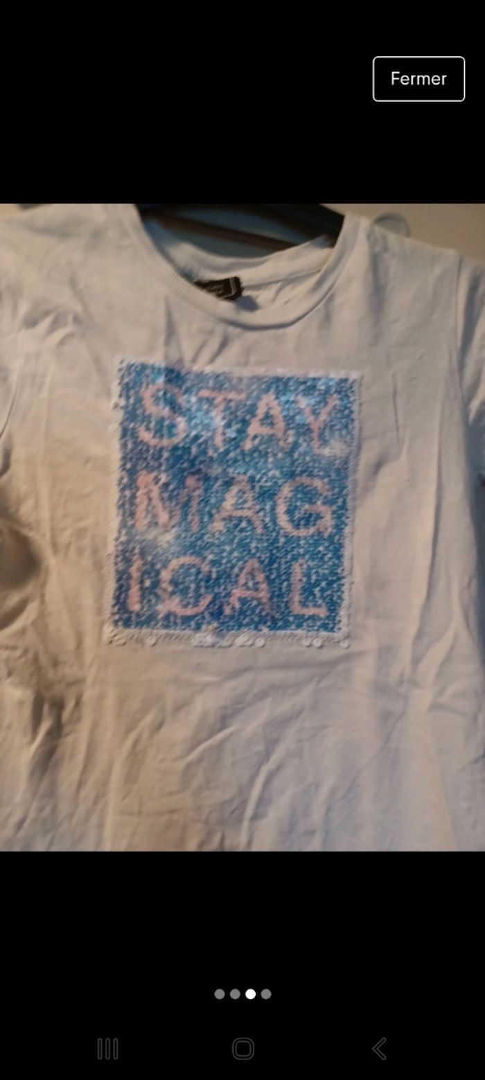 Tee-shirt licorne sequins réversible 7/8 ans - photo numéro 3