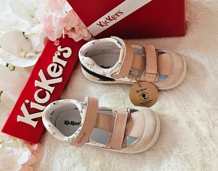 Sandales nus pieds Chaussures ouvertes cuir souple Scratch Kickers T27 - photo numéro 3