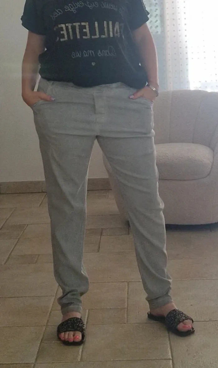 Pantalon élastique gris Made in italy