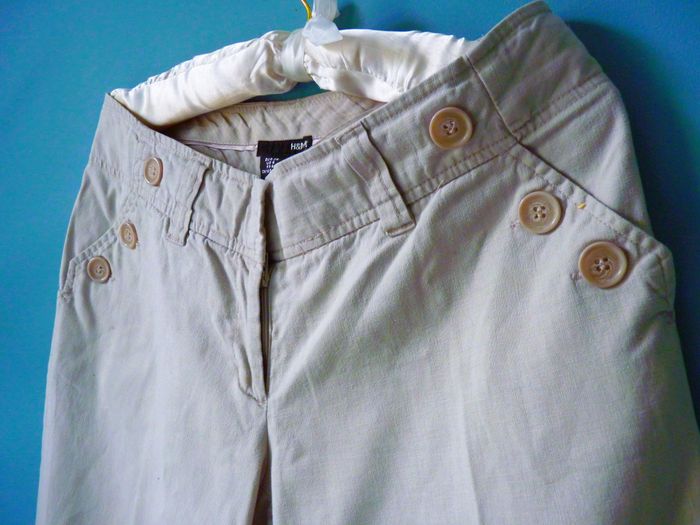 Pantalon large Femme H&M 36 S collection lin beige TBE - photo numéro 2
