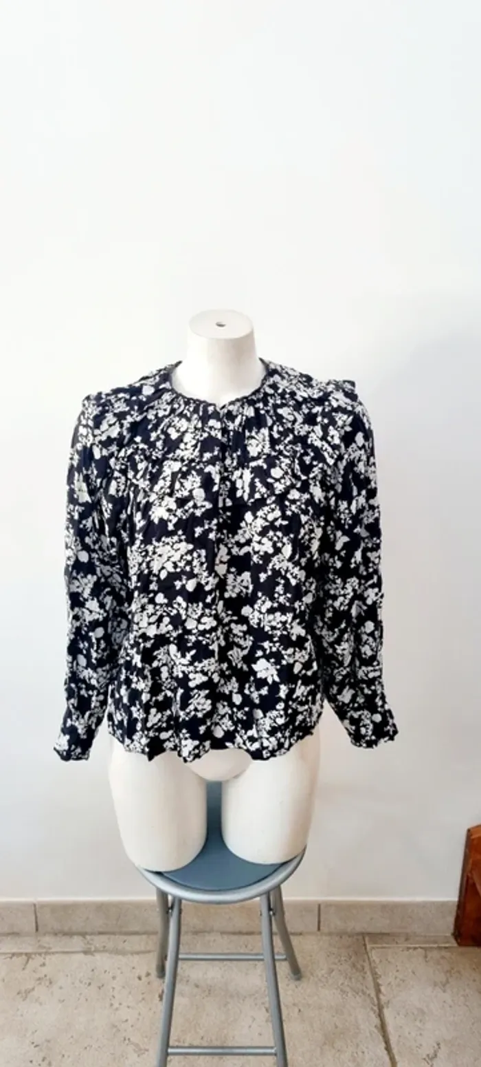 Blouse zara imprimée fleuri noir et blanc 38 - photo numéro 10