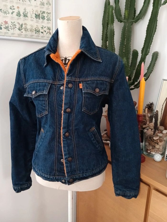 Veste en jean vintage Levi's fourrée sherpa orange