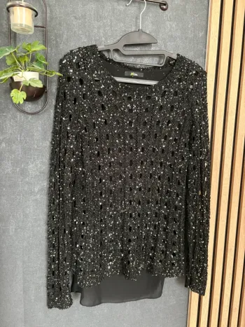 Haut noir sequin Mim ajouré