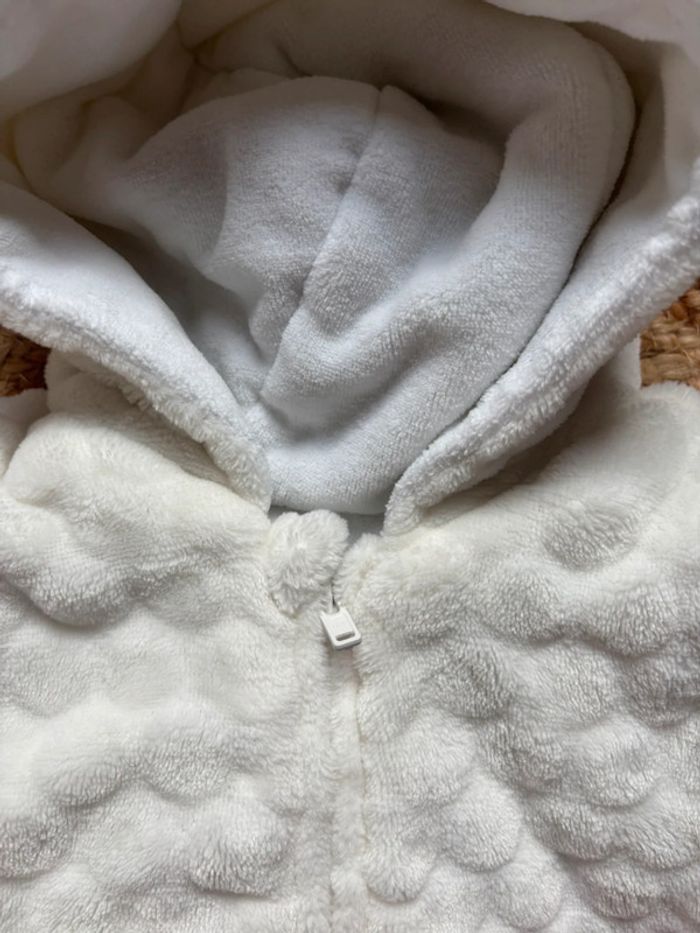 🌺Combinaison hivernal/ Combipilote blanche avec oreilles d’ours Taille 1mois/52-55cm🌺 - photo numéro 6