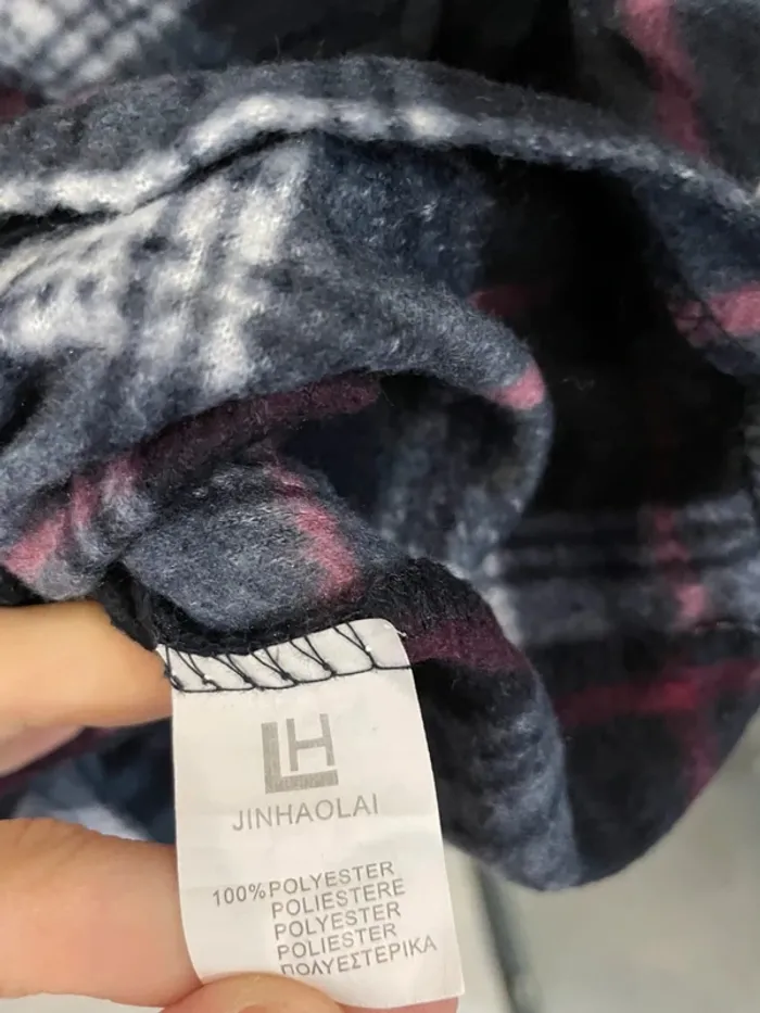 Lumberjack Flannel Plaid Polaire shirt chemise black white pink Womens M / L - photo numéro 4