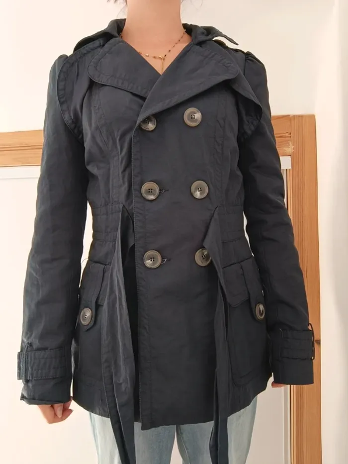 Trench bleu marine M Zara vintage TRF - photo numéro 3