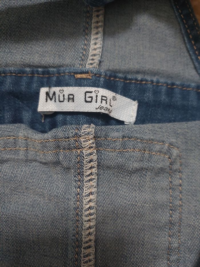 Salopette short fille en jean - photo numéro 3