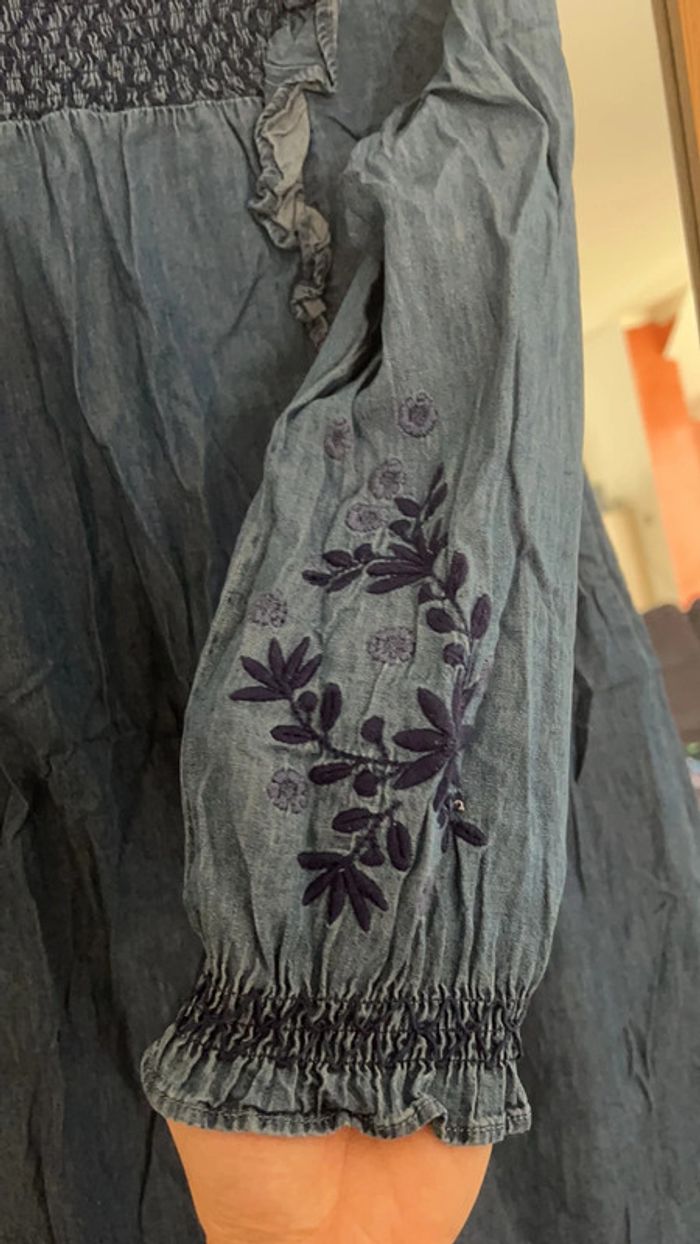 Robe jean 12 ans Vertbaudet avec broderie sur manche - photo numéro 2