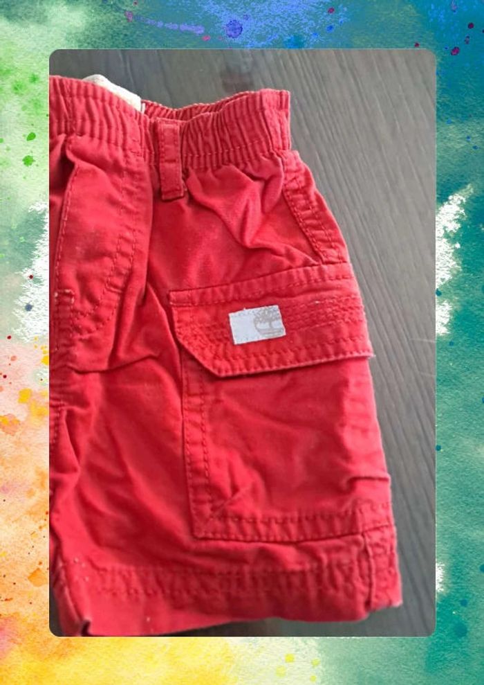 👶 Short rouge Timberland – Taille 6 mois - photo numéro 2