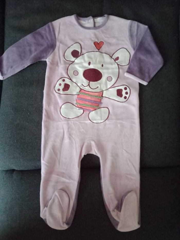 Pyjama velours violet/lilas nounours