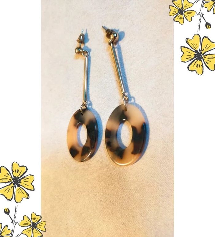 Boucles d'oreilles vintage pendantes effet écaille – Collection Sable & Ébène - photo numéro 2