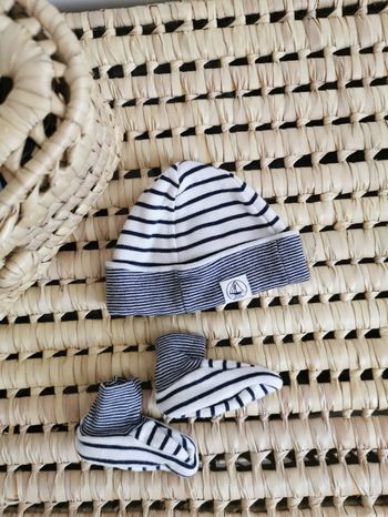 Lot de 2 pièces bébé marinière en coton biologique