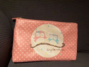 Grande trousse beauté rose motif hiboux rose/bleu Atmosphere