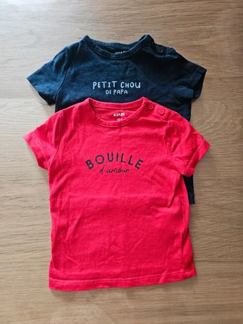 Lot 2 t-shirt manches courtes kiabi 6 mois