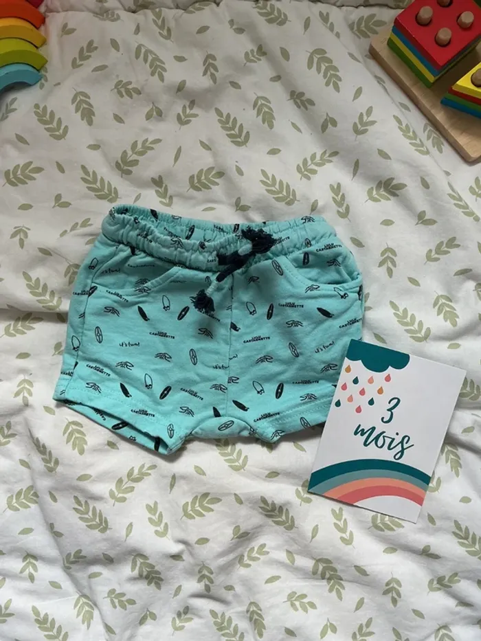 short turquoise a motifs 3 mois lulu castagnette lien de serrage - photo numéro 2