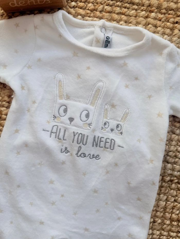 Pyjama velours Gemo 3mois / 60cm - photo numéro 2