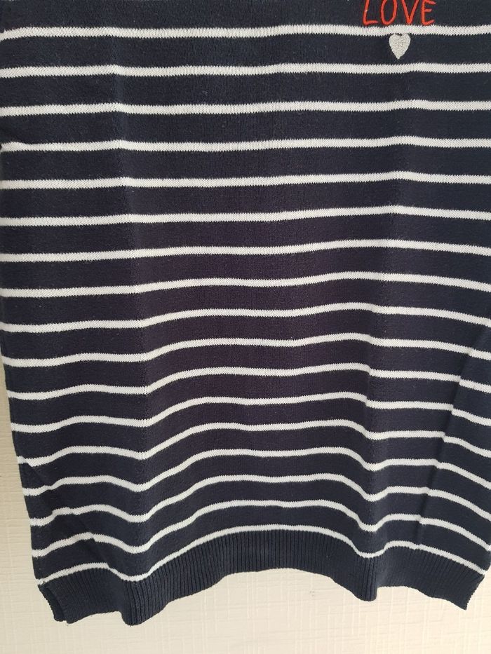Pull marinière bleu marine et blanc kiabi 10 ans - photo numéro 5