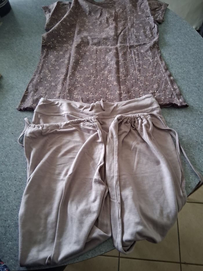 Pyjama pantacourt marron " t-"40" - photo numéro 2