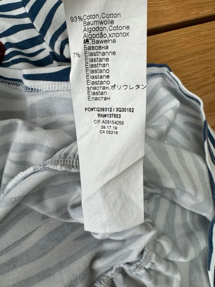 Robe MC blanche à rayures bleu marine avec cœur - Taille 3 Ans - photo numéro 7