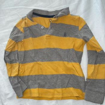 Polo à rayure jaune et gris Okaidi