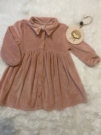 Robe fille col velours doux